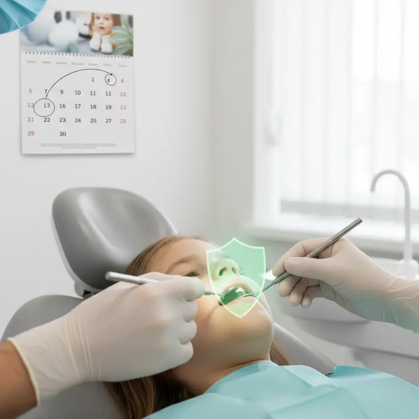 Child dental check-up, oral care precautions