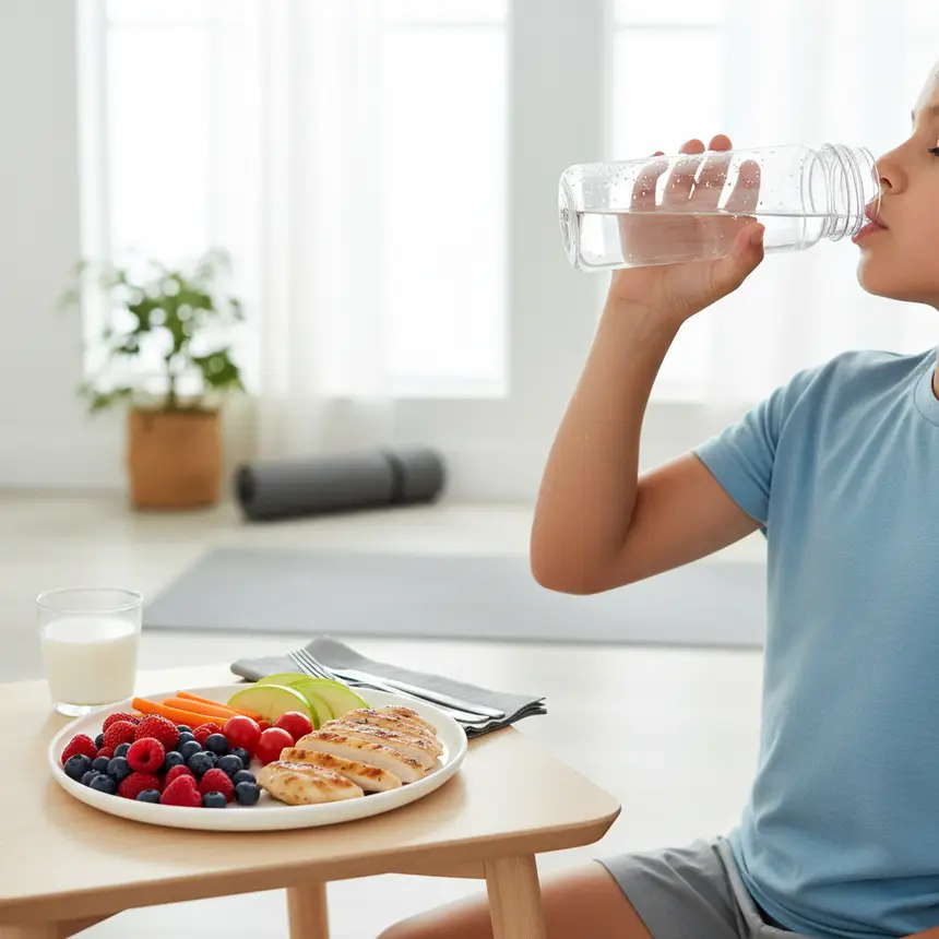 Healthy food for children, active child resting