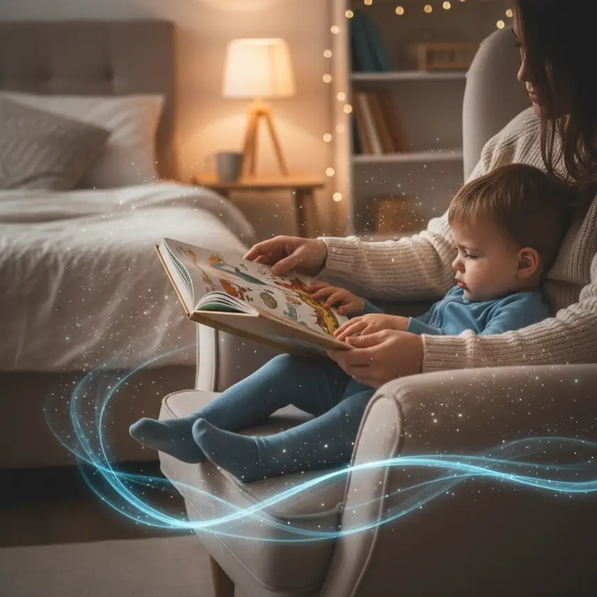 Parent reading to child at bedtime