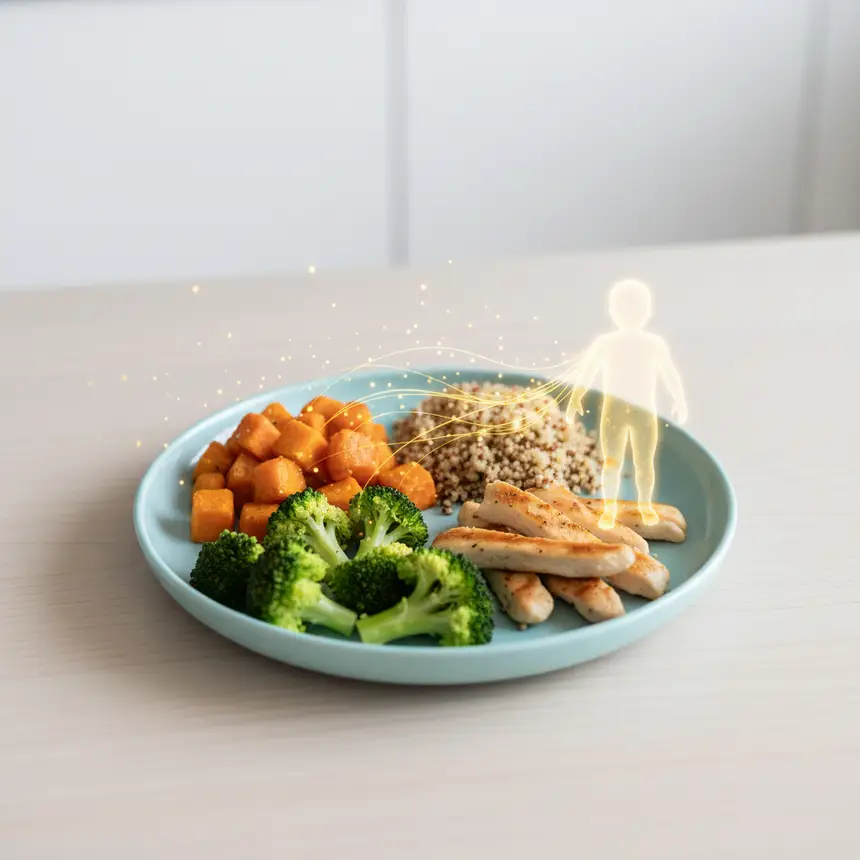 Balanced meal, child nutrition, healthy food